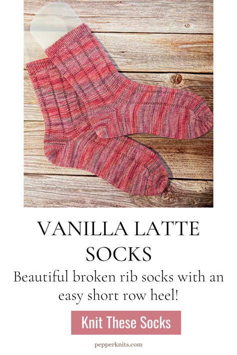 This classic sock pattern has been unpublished, but here's how you can knit Vanilla Latte Socks anyway! Knit Flat Socks, Handknit Socks Free Pattern, Vanilla Sock Pattern Knitting, Dk Sock Pattern Free Knitting, Simple Sock Knitting Pattern, Vanilla Socks Free Pattern, Free Sock Patterns Knit, Sock Patterns Knitting Free, Sock Knitting Patterns Free