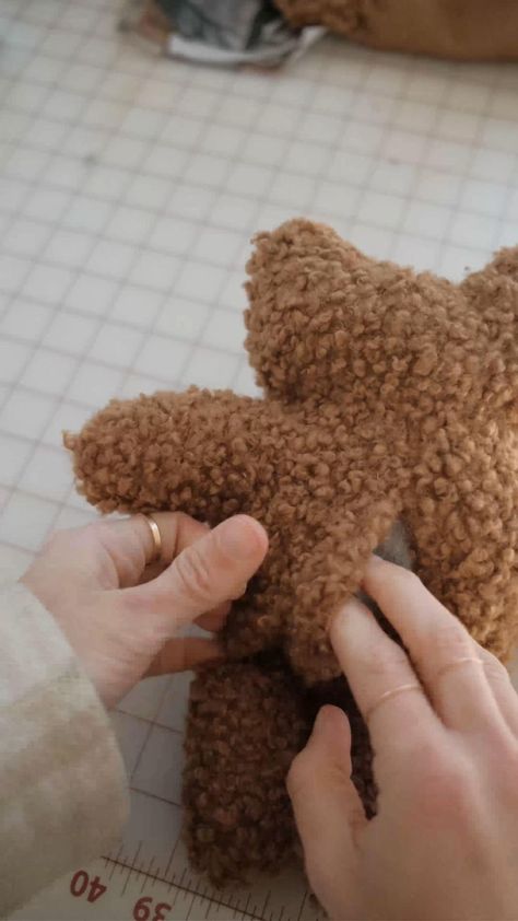 Bear Plush Pattern Sewing, How To Make Stuff Animals, How To Make A Stuffed Bear, Making A Stuffed Animal, Fuzzy Fabric Projects, How To Make Stuffed Animals Diy, Diy Bear Stuffed Animal, How To Make A Stuffed Teddy Bear, Teddy Bear From Old Sweater