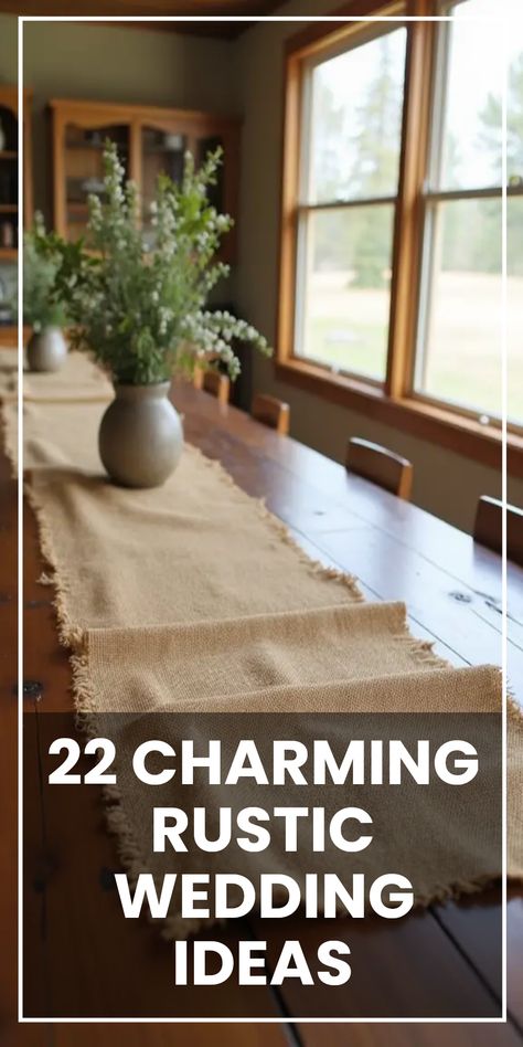 Planning a rustic wedding? Discover 22 charming rustic wedding ideas to inspire your special day! From whimsical burlap table runners to elegant vintage décor, these ideas beautifully blend natural elements with a country-chic vibe. Explore stunning centerpiece ideas and unique ceremony backdrops that will captivate your guests. Incorporate earthy color palettes and DIY details to create an unforgettable setting. Perfect for any couple dreaming of a down-to-earth celebration surrounded by love and nature. Rustic Wedding Head Table Decor, Simple Rustic Wedding Decorations, Horseshoe Wedding Favors, Classy Barn Wedding, Rustic Cake Tables, Rustic Table Decorations, Rustic Barn Wedding Reception, Camo Wedding Ideas, Farm Table Wedding