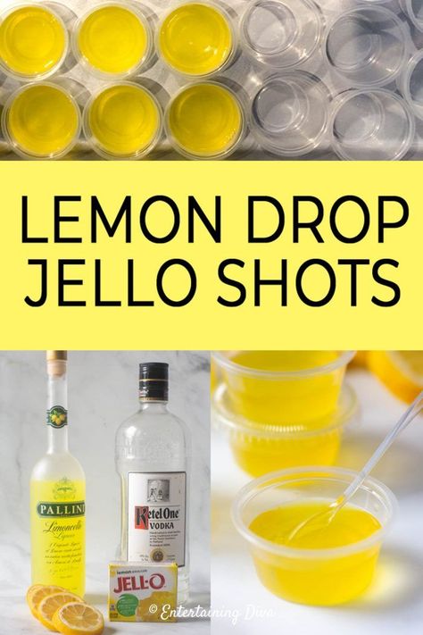 Strong Jello Shots Recipe, Lemon Drop Jello Shots, Jello Shooters, Best Jello Shots, Jello Shots Recipe, Jello Pudding Shots, Jelly Shots, Lemon Jello, Dessert Shots