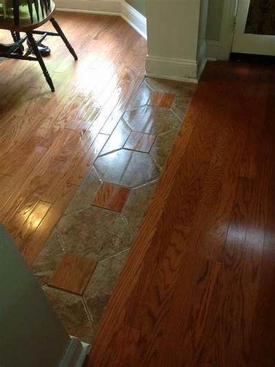 30+ Hardwood Floor Transition Between Wood Tile Transition, Tile Transition, Floor Transitions, Wood Tile Flooring, Moulding Ideas, Wood Flooring Options, Area Rug Ideas, Flooring Living Room, Transition Flooring