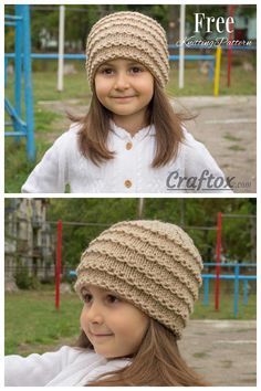 Free Knitting Patterns For Ladies Hats, Free Knitting Patterns For Women Hats, Easy Knit Hat Pattern Free, Knit Slouchy Hat Pattern, Child Hat Knitting Pattern, Macrame Things, Hat Free Knitting Pattern, Kids Hats Patterns, Beanie Pattern Free