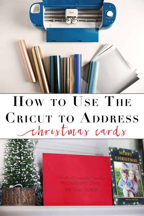 Use this easy and fun trick to quickly and beautifully address your Christmas cards with Cricut! Cricut Christmas Invitations, Cricut Photo Christmas Cards, Homemade Christmas Cards With Cricut, Cricut Christmas Cards With Photo, How To Address Christmas Cards, How To Sign Christmas Cards, Christmas Cards Handmade Cricut, Christmas Cards With Cricut, Cricut Envelopes