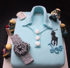 My latest cake made for my daughters boyfriend.  Ralph Lauren polo shirt with minions. and some of his favourite things..football, bingo and watches. 47 Birthday Cake For Men, Cake Designs For Men, Birthday Cake For Boyfriend, Cake Designs For Boy, Cake Design For Men, Cake For Boyfriend, Men Inspiration, Shirt Cake, Birthday Cake For Him