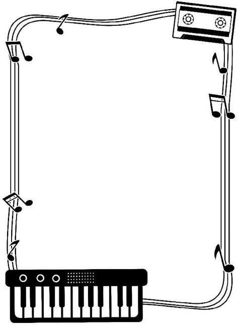 Musical Border Design, Mini Printer Templates, Music Border Design, Music Border, Music Notes Drawing, Music Doodle, Music Notes Art, Index Design, Folder Cover