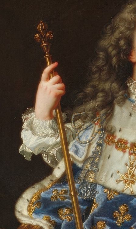 Louis XV de France, enfant (Louis XV of France as a child). Detail  Description: Portrait of Louis XV of France as a five-year-old King in the French coronation robes.  Date: 1715-09  Hyacinthe Rigaud (1659–1743) French Monarchy Aesthetic, Coronation Art, French Nobility, French Prince, Coronation Robes, Close Up Art, Potrait Painting, French Royalty, France Aesthetic