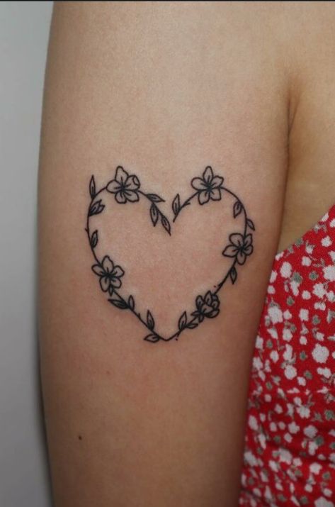 Mom With Heart Tattoo, Heart Vine Tattoo, Flower Heart Tattoo, Heart Flower Tattoo, Mom Tattoo, Vine Tattoos, Heart Flower, Mom Tattoos, Heart Tattoo