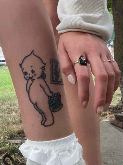 Kewpie Art Tattoo, Kewpie Nails, Kewpie Doll Tattoo, Babydoll Tattoo, Traditional Kewpie Tattoo, Kewpie Tattoo Traditional, Cupie Doll Tattoo, Cowboy Kewpie Tattoo, Rollie Pollie Tattoo