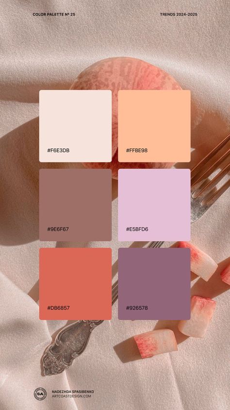 2024 Color Trends, Peach Color Palettes, Palettes Color, Studio Visit, Deco Nature, 2024 Color, Brand Color Palette, Color Palate, Color Palette Design