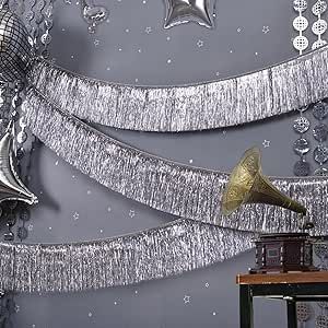 C＆B Silver Fringe Banner for Party Decorations,6 Ft Hanging Fringe Tinsel Garland,Metallic Foil Silver Streamer Photo Backdrop for The 70s & 80s Last Disco Ball Bachelorette Party, 21st Birthday Decor Streamer Photo Backdrop, Disco Ball Bachelorette, 21st Birthday Decor, Banner For Party, Fringe Banner, Homecoming Decorations, New Year Backdrop, Last Disco, Disco Decorations