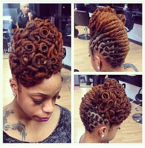 Wedding styles for Natural Hair and loc – Chekidredi Loc Updo, French Roll, Dreads Girl, Afrikaanse Mode, Dreadlock Styles, Dreads Styles, Updo Styles, Hair Done, Hair Locks