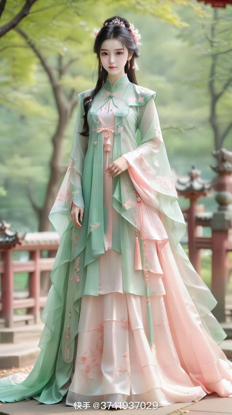 Beautiful Hanfu Dress, Hanfu Dress Princesses, Chinese Girl Outfit, Chinese Dress Outfit, Chinese Long Dress, Asian Style Clothes, Asian Princess, Chinese Princess Dress, Chinese Fancy Dress