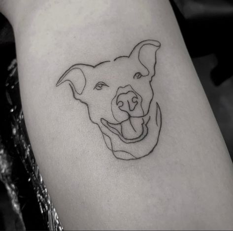 Dog Shake Hand Tattoo, Pitbull Line Art Tattoo, Dog Face Tattoo Simple, Fine Line Dog Face Tattoo, Line Work Animal Tattoo, Dog Line Work Tattoo, Simple Dog Portrait Tattoo, Line Work Dog Tattoo, Fine Line Dog Portrait Tattoo