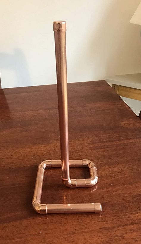 Copper Pipe Art, Copper Diy Projects, Copper Shelf, Random Idea, Lamp Inspiration, Pvc Projects, Copper Crafts, Kitchen Roll Holder, Pipe Decor