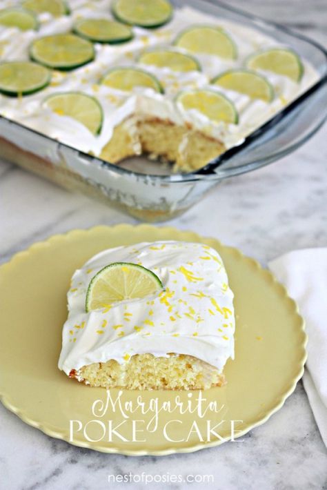 Beat the heat with this Margarita Poke Cake Margarita Poke Cake, Cake Recipes Blueberry, Margarita Cake Recipe, Mexican Dessert Recipes Easy, Alcohol Cakes, Lemon Cake Recipes, Margarita Cake, Carrot Cake Recipes, Boozy Chocolate