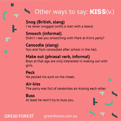 Synonyms to the word KISS Other ways to say KISS Other Ways To Say, Conversational English, English Vocab, English Idioms, Grammar And Vocabulary, Learn English Vocabulary, Education English, English Language Learning, English Writing