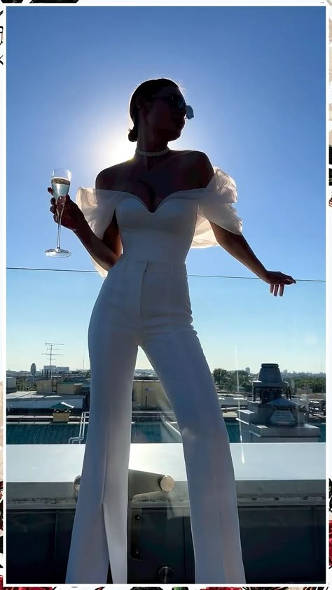 Wedding Jumpsuit - The amazing habits of Smart Consumers - find everything you ever needed and get them today. Click to Visit! Off Shoulder White Jumpsuit, White Wedding Jumpsuit Brides, Fancy Jumpsuit Prom, Bride Reception Outfit, Wedding Reception Outfit For Bride, After Wedding Outfit, Reception Outfit For Bride, Reception Jumpsuit, Bachelor's Party