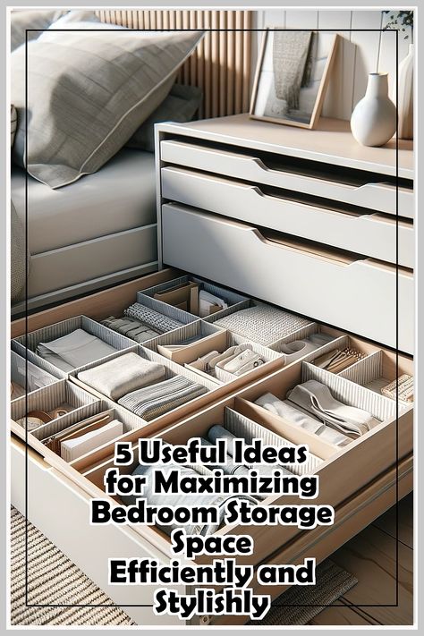 Discover innovative ways to enhance your bedroom storage with our guide, "5 Useful Ideas for Maximizing Bedroom Storage Space Efficiently and Stylishly." Transform your space into an organized oasis with clever tips and stylish solutions that blend functionality with aesthetics. Whether you have a small bedroom or just need extra storage, these ideas will help you make the most of your space while keeping it chic and clutter-free. Useful Ideas, Clever Hacks, Clutter Free, Bedroom Storage, Extra Storage, Small Bedroom, Storage Space, Oasis, Storage Spaces