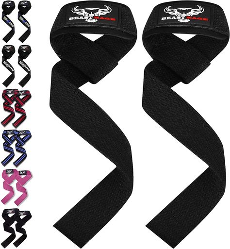 BEAST RAGE Weight Lifting Straps for Strength Training, Deadlifts, Women’s, Men’s, Padded, Cotton, Wrist Support, for Gripping Dumbbell Bar Powerlifting Gym, Weight Lifting Straps, Weight Lifting Workouts, Lifting Straps, Heavy Weight Lifting, Olympic Lifting, Workout Gloves, Heavy Weights, Gym Accessories