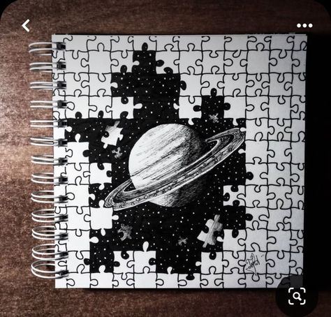 Sketchbook Pages Inspiration, Puzzle Drawing, Fineliner Art, Pen Art Work, Education Art, Illusion Drawings, Space Drawings, Aesthetic Quote, Pen Art Drawings