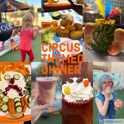 Food drinks and dessert circus themed dinner ideas Movie Night Snacks, Smoothie Mix, Dinner And A Movie, Peanut Butter Pie, The Greatest Showman, Carnival Games, Animal Crackers, Corn Dogs, Chocolate Filling