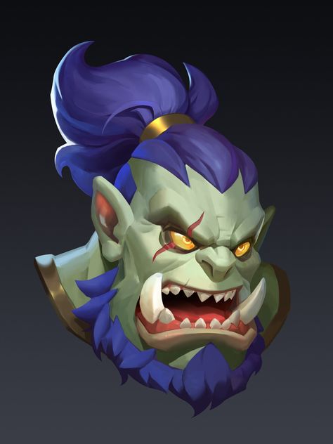 Orc Head, Leo Yi on ArtStation at https://www.artstation.com/artwork/2x2XvA Casual Character Design, Orc Character Design, Stylized Head, Portrait Concept, Monster Head, Concept Art Tutorial, Lotr Art, Character Poses, 3d Modelling