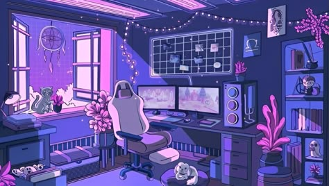 Anime Bedroom Aesthetic Background, Here Fm Backgrounds Aesthetic, Twitch Background Aesthetic, Twitch Banner Aesthetic Purple, Here Fm Backgrounds Room, Aesthetic Lofi Art Wallpaper Desktop, Lofi Aesthetic Anime Wallpaper Desktop, Purple Twitch Overlay, Here Fm Room Backgrounds