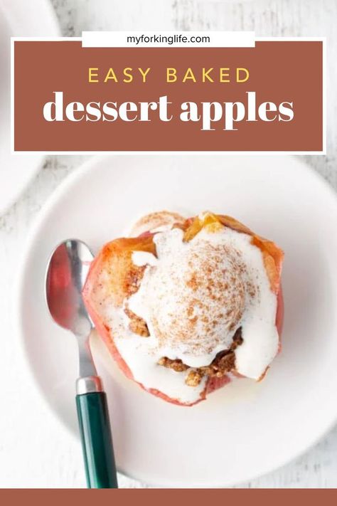 Easy baked dessert apples are the ultimate cozy treat! Filled with warm spices, a touch of brown sugar, and a crumbly topping, these tender baked apples are a simple yet satisfying dessert. Perfect for chilly evenings or holiday gatherings, they bring all the flavors of fall with minimal effort. Top with a dollop of whipped cream or a scoop of vanilla ice cream for an extra special finish! How To Bake Apples, Healthy Baked Apples, Air Fryer Apples, Easy Baked Apples, Baked Dessert, Quick Dessert, Sweet Treats Desserts, Cold Desserts, Easy No Bake Desserts