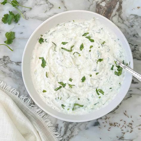 Cucumber Raita Curry Indian Recipes, Pineapple Raita, Indian Sides, Ministry Of Curry, Authentic Indian Recipes, Cucumber Dip, Curry Food, Curry Indian, Cucumber Raita