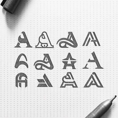 Logo Sketch Design, Bullet Journel, Typographic Logo Design, Inspiration Logo Design, Logo Design Inspiration Creative, Logo Sketches, Typography Alphabet, Design Identity, Text Logo Design