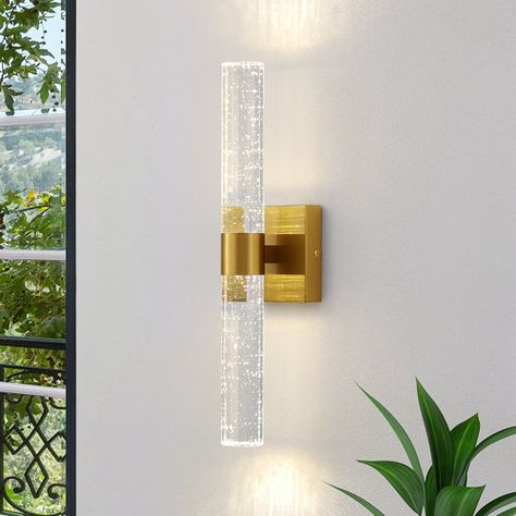 Everly Quinn Emis Bubble Crystal LED Wallchiere | Wayfair Gold Sconces, Crystal Bathroom, Light Fixtures Bathroom Vanity, Crystal Wall Lighting, Crystal Wall Sconces, Indoor Wall Sconces, Bathroom Sconces, Bathroom Light, Modern Wall Sconces