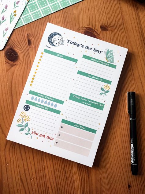 A5 Today's Plan - Daily Planner Pad | To Do List, Everyday Planner, WFH Desk Pad, Productivity Planner | Life's Peachey Illustration plannerpdf #lifeplanners #ramadandayplanner Paper Planner Ideas, Daily To Do List Ideas, To Do List Everyday, Daily Planner Ideas, Wfh Desk, Planner Pages Ideas, Daily Planner Book, Daily Planner Design, Everyday Planner