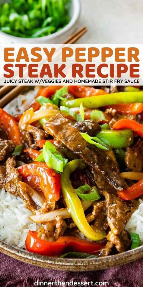 Pepper Steak Recipe Easy, Easy Pepper Steak Recipe, Peper Steak, Chinese Pepper Steak, Crockpot Stuffed Peppers, Pepper Steak Recipe, Homemade Chinese Food, Beef Steak Recipes, Easy Steak Recipes