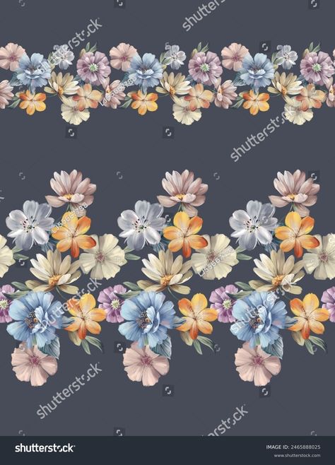 Expressive Hand Drawn Watercolor Floral Artistry Stock Illustration 2465888025 | Shutterstock Digital Flowers Design, Flower Hd, Vector Border, Digital Flower, Allover Design, Allover Pattern, Digital Borders Design, Best Background Images, Vector Flowers