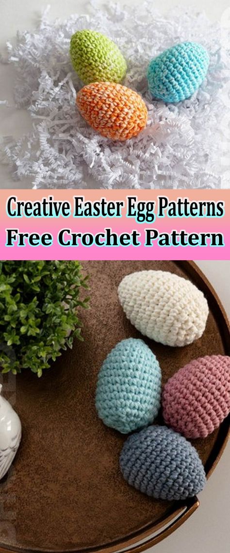 Colorful crochet Easter egg patterns are a delightful way to add vibrant charm to your home for the holiday. Using durable yarn like Rico Creative Cotton ensures your crochet eggs stay bright and long-lasting. To achieve a festive look, incorporate multiple colors by using techniques such as stripes and color transitions. Adding textures through different crochet stitches, like popcorn or cluster stitches, enhances the visual appeal of your work. For beginners, simple patterns using basic stitch Crochet Small Egg Pattern, Crochet Eggs Free Pattern, Egg Crochet Pattern Free, Easter Egg Patterns, Crochet Eggs, Crochet Easter Eggs, Creative Easter Eggs, Different Crochet Stitches, Easter Egg Pattern