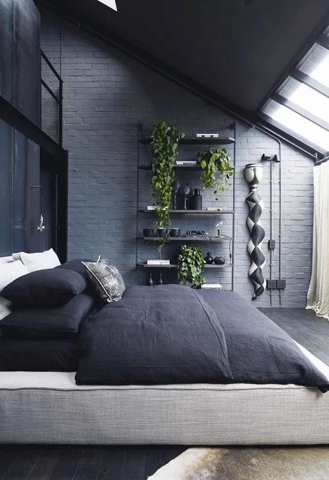 60 Industrial Bedroom Ideas and Design Tips to Try - Cozy Home 101 Bedroom Masculine, Industrial Decor Bedroom, Industrial Bedroom Design, Industrial Style Bedroom, Mens Bedroom Decor, Masculine Bedroom, Dark Bedroom, Industrial Bedroom, Mens Bedroom