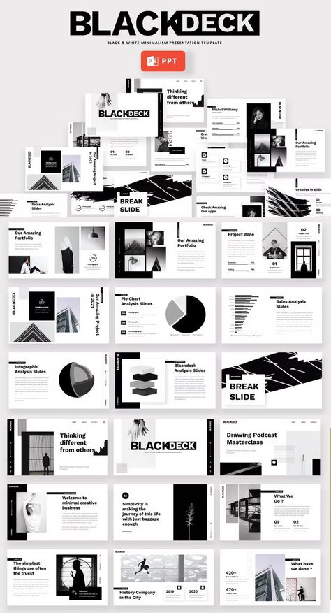 Black And White Powerpoint, Catalog Design Layout, Ppt Template Design, Work Portfolio, Powerpoint Presentation Design, Presentation Design Template, Presentation Layout, Bakery Logo, Black And White Lines