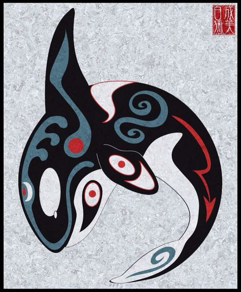 Northwest tribal art-orca: symbol of strength, power, romance ... Haida Tattoo, Arte Haida, Orca Art, Orca Tattoo, Native American Totem, Native Artwork, Pacific Northwest Art, Whale Tattoos, Haida Art