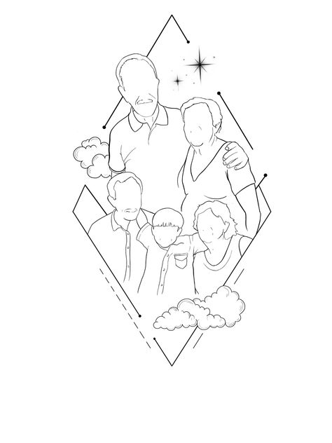 Family Portrait Tattoo, Lego Tattoo, Blue Dragon Tattoo, Wind Tattoo, Brother And Sister Tattoo Ideas, Family Tattoo Ideas, Sister Tattoo Ideas, Line Drawing Tattoos, Nautical Embroidery