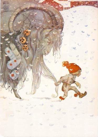 1912 John Bauer (Swedish 1882-1918) ~ Julbocken (Yule Goat) from “A Polar Bear’s Tale” Yule Goat, Happy Winter Solstice, John Bauer, Swedish Christmas, Children's Book Illustrations, Winter Solstice, Scandinavian Christmas, Childrens Illustrations, Book Illustrations