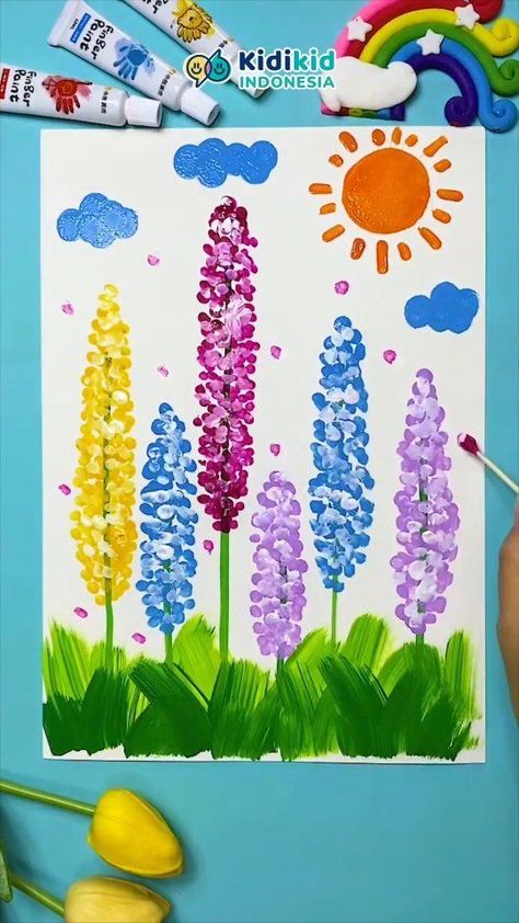 Learn To Draw Flowers, First Grade Crafts, Preschool Painting, Flower Crafts Kids, Toddler Painting, Easy Art For Kids, Draw Flowers, Flower Painting Canvas, Watercolor Projects