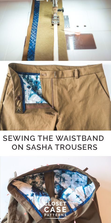 How to sew a pants waistband // Sewing tutorial // Closet Case Patterns Waistband Sewing, Dressmaking Tutorials, Fashion Construction, Jeans Tutorial, Pants Tutorial, Garment Construction, Sewing Pants, Pants Sewing, Sewing Courses