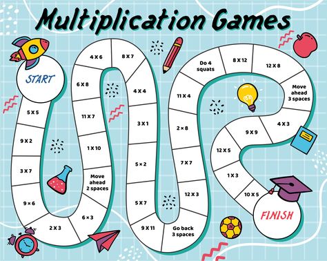 Printable Multiplication Times Table Games Math Multiplication Games Free Printable, Multiplication Board Games, School Time Table Ideas, Multiplication Table Activities, Multiplication Activities 3rd Grade, Multiplication Table Printable Free, Times Table Games, Times Tables Printable, Multiplication Tables Activities