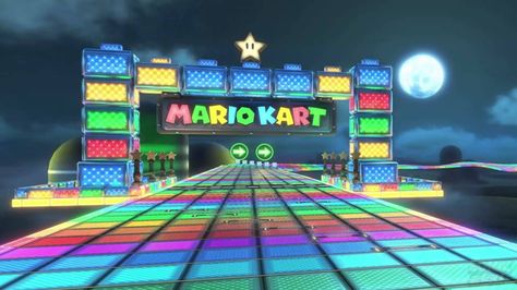 Rainbow Road Mario Kart, Mario Kart Ds, Rainbow Road, Retro Gaming Art, Mario Kart 8, Best Gaming Wallpapers, Nostalgic Art, Mario Art, Abstract Iphone Wallpaper