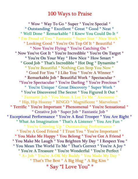 100 Ways to Praise Your Child - printable from Celtic Mommy blog #ChildLife Child Life Specialist, Other Ways To Say, Child Life, I School, English Vocabulary, Classroom Management, Bulletin Board, Writing Tips, Learn English