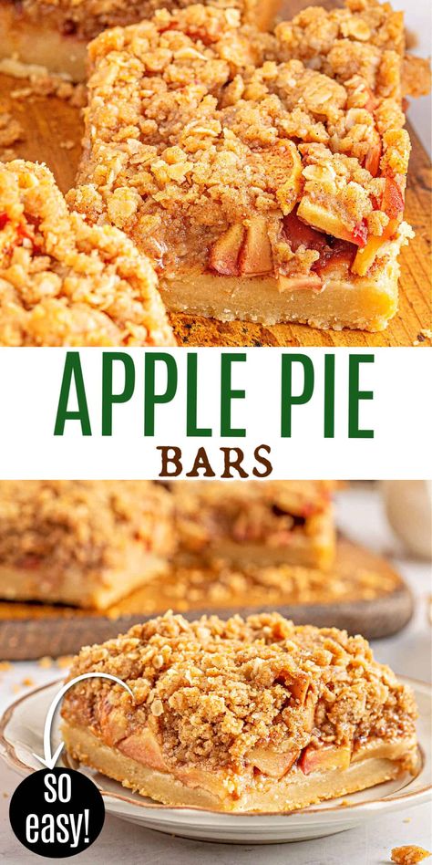 Apple Pie Bars Crumble Apple Pie, Apple Pie Crumble, Autumn Pie, Baked Cinnamon Apples, Apple Crumble Pie, Crumble Pie, Apple Pie Bars, Pie Bar Recipes, Pie Crumble