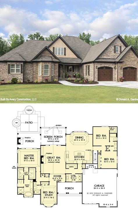 Rustic Country House Plans, 1 Story Family House, Popular House Plans 2023, Traditional House Plans One Story, 2500 Sq Ft House Plans 4 Bedroom, European House Plans One Story, House Plans 2500 Sq Ft, 2500 Sq Ft House Plans, House Plans With Front Porch