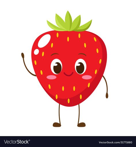 Happy Fruit Cartoon, Fruits Cartoon Images, Strawberry Character, Healthy Vegetarian Food, Pink Pot, Happy Fruit, Artsy Background, Fruit Cartoon, Funny Fruit