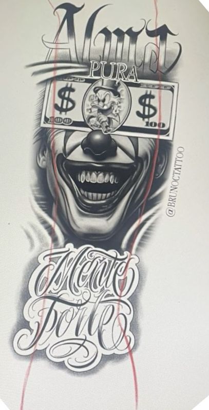 Chicano Gangster Tattoo Designs, Born King Tattoo, Jester Tattoo Design, Chicano Tattoos Men, Chicano Hand Tattoo, Rare Tattoos For Women, Chicano Tattoo Designs, Scary Clown Drawing, Mr Cartoon Tattoo