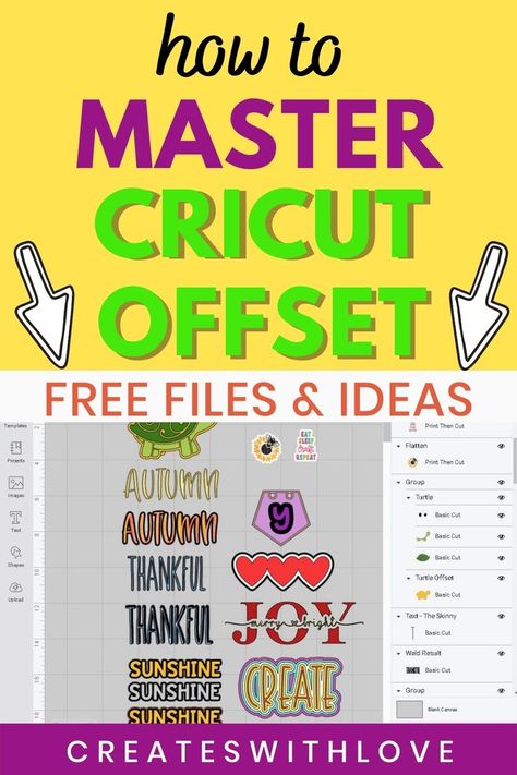 learn how to master using the Cricut Offset Feature and get ideas and free files too! Cricut Offset Ideas, Cricut Offset, How To Use Cricut, Cricut Machine, Cricut Tutorials, Oh Yeah, File Free, Easy Tutorial, In Design